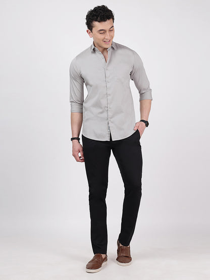 Solid Full Sleeves Grey Plain