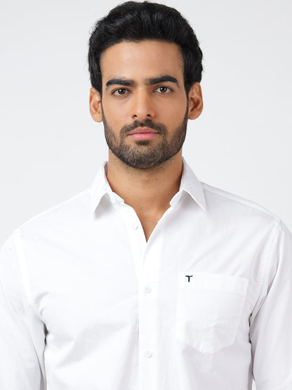 Solid Long Sleeves White (100% Cotton)