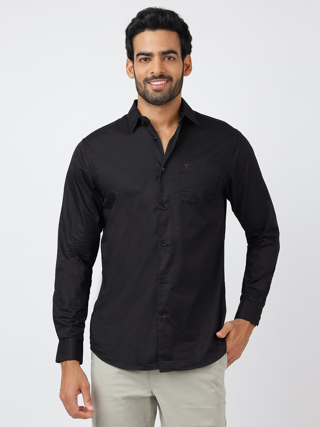 Solid Long Sleeves Black (100% Cotton)