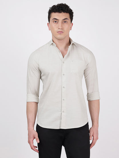 Solid Full Sleeves Grey Slub Twill