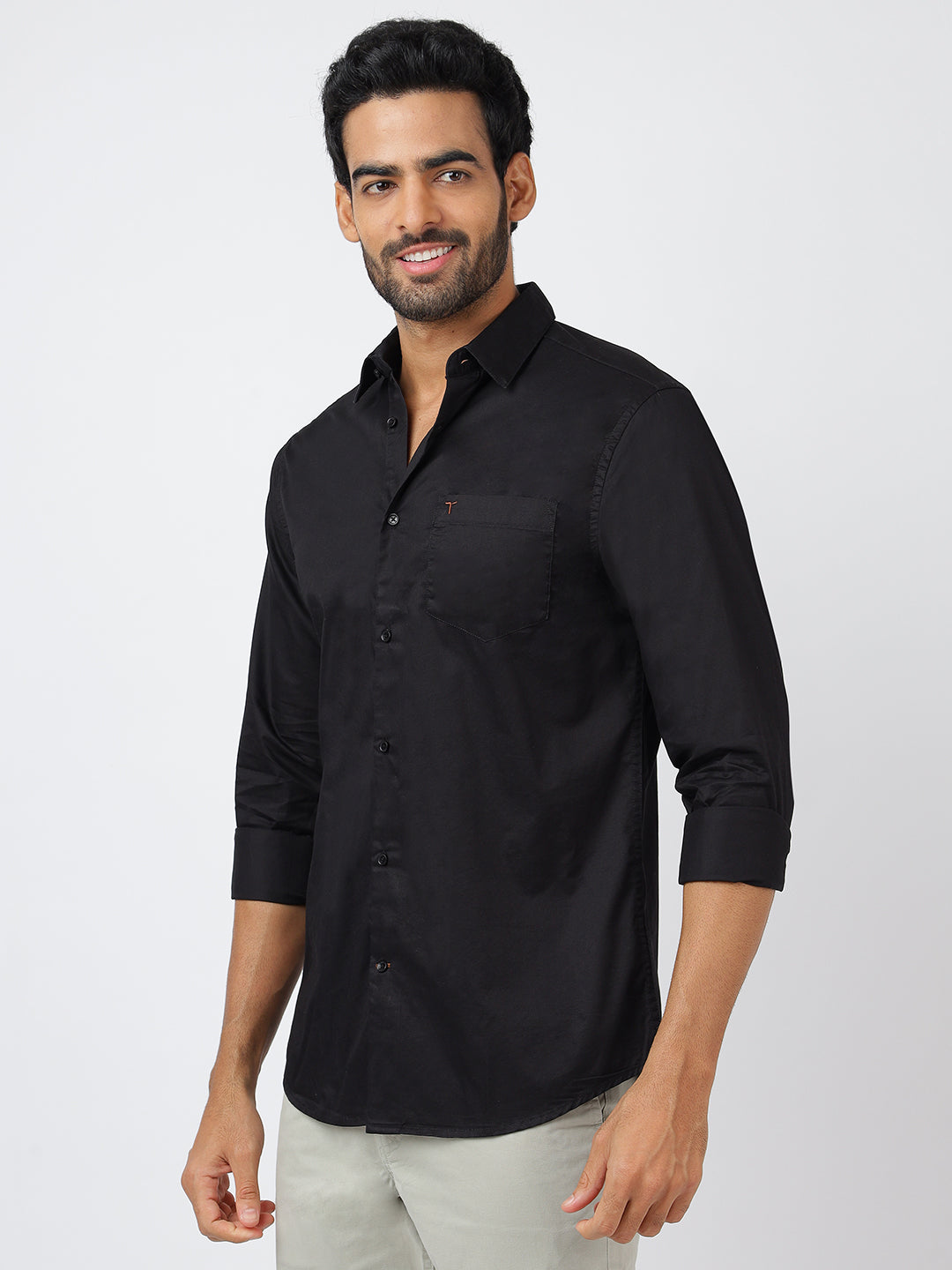 Solid Long Sleeves Black (100% Cotton)