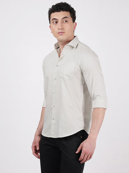 Solid Full Sleeves Grey Slub Twill
