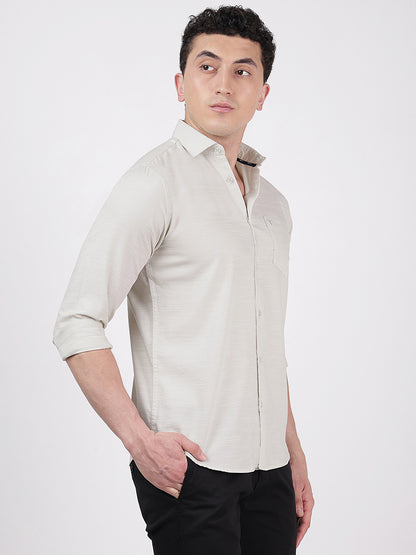 Solid Full Sleeves Grey Slub Twill