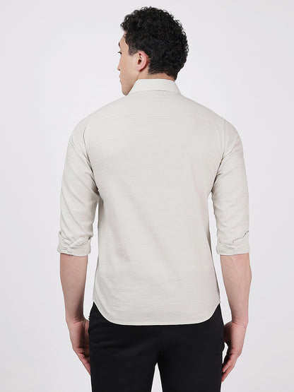 Solid Full Sleeves Grey Slub Twill