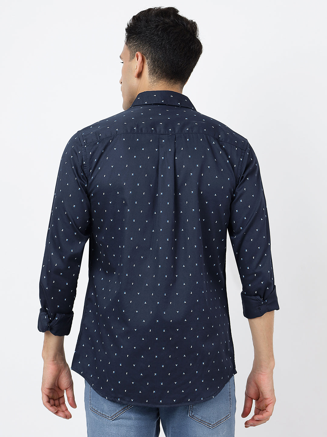 Printed Long Sleeves Navy Blue (100% Cotton)