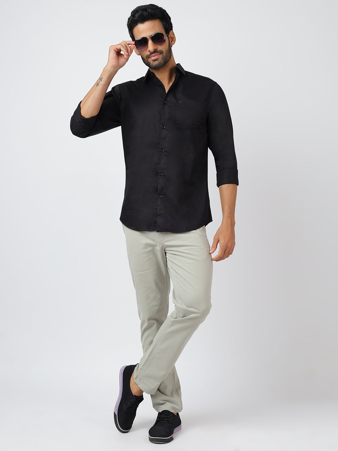 Solid Long Sleeves Black (100% Cotton)