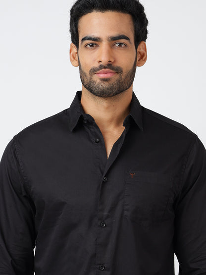 Solid Long Sleeves Black (100% Cotton)