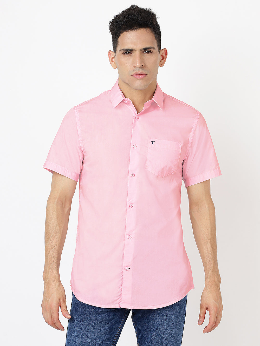 Solid Short Sleeves Baby Pink (100% Cotton)