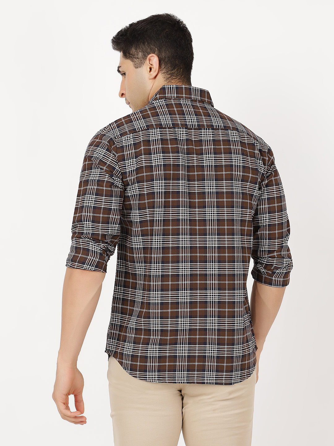 Check Long Sleeves Black, Dark Brown & White Check (100% Cotton)