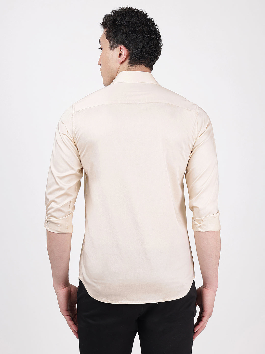 Solid Full Sleeves Satin Beige