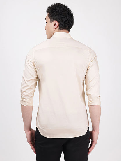 Solid Full Sleeves Satin Beige