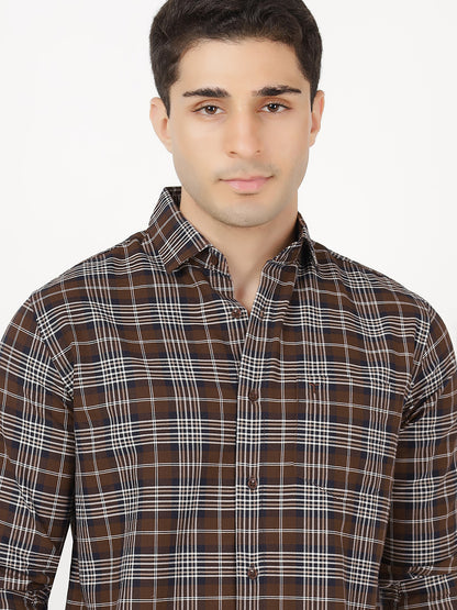 Check Long Sleeves Black, Dark Brown & White Check (100% Cotton)