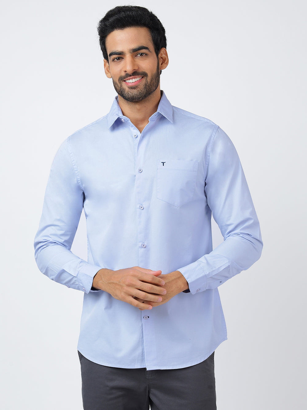 Solid Long Sleeves Pale Blue (100% Cotton)