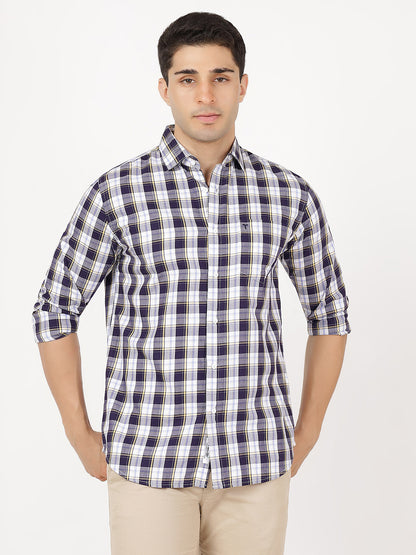 Check Long Sleeves Black, Purple, White & Yellow Check (100% Cotton)