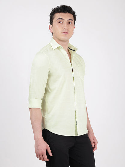 Solid Full Sleeves Light Green Slub-Twill