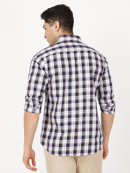 Check Long Sleeves Black, Purple, White & Yellow Check (100% Cotton)