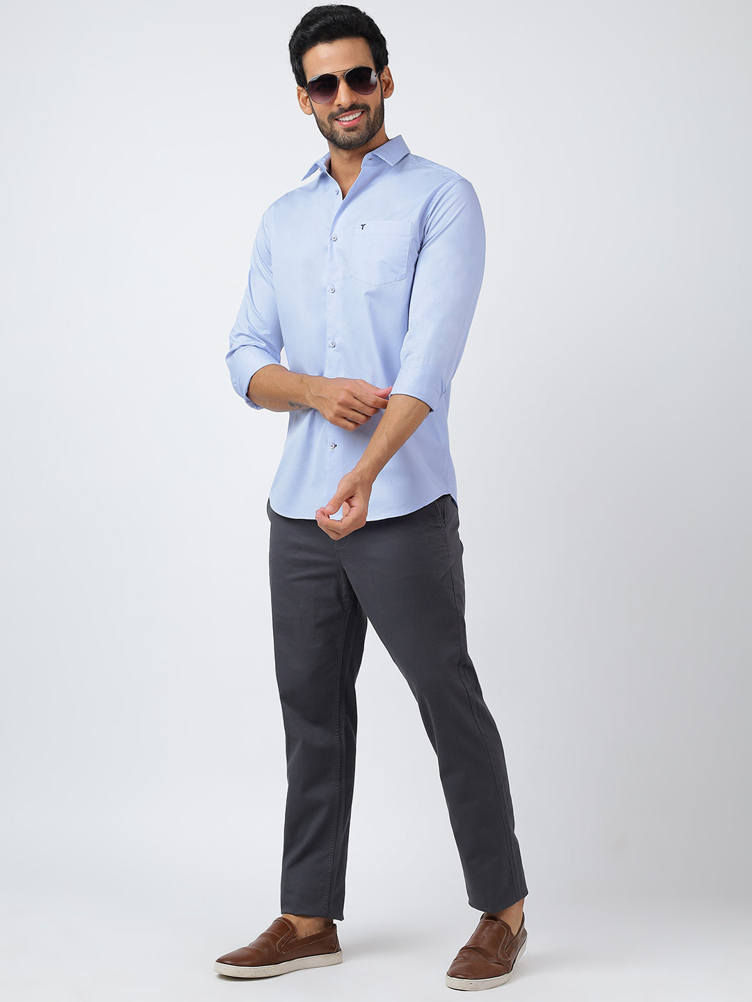 Solid Long Sleeves Pale Blue (100% Cotton)