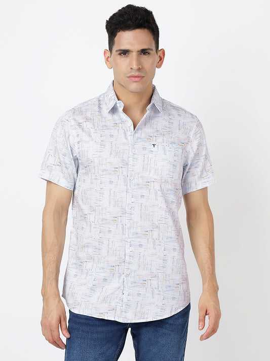 Printed Short Sleeves Line Prints (100% Cotton)
