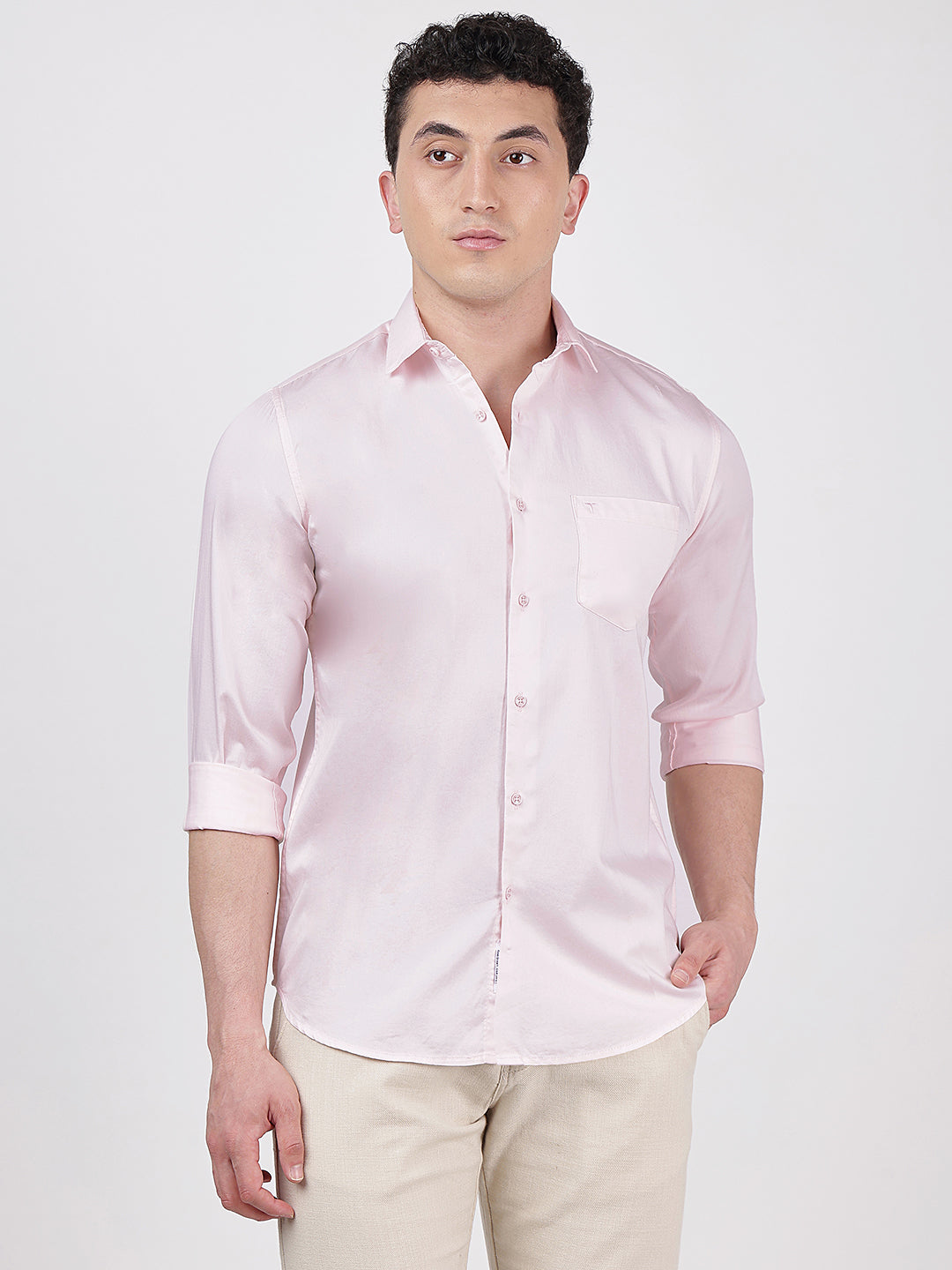 Solid Full Sleeves Soft Pink Plain