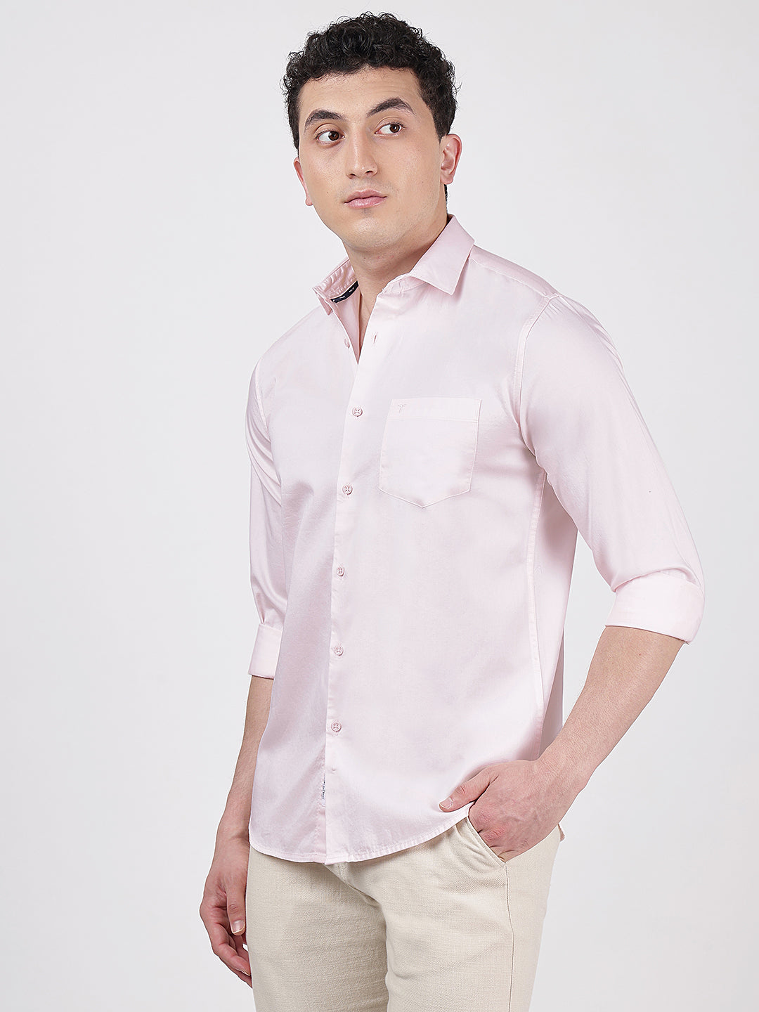 Solid Full Sleeves Soft Pink Plain
