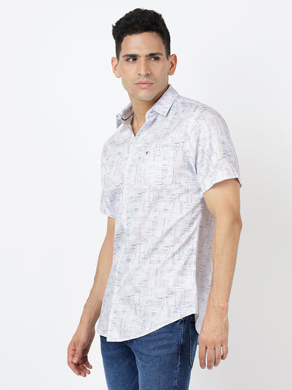 Printed Short Sleeves Line Prints (100% Cotton)