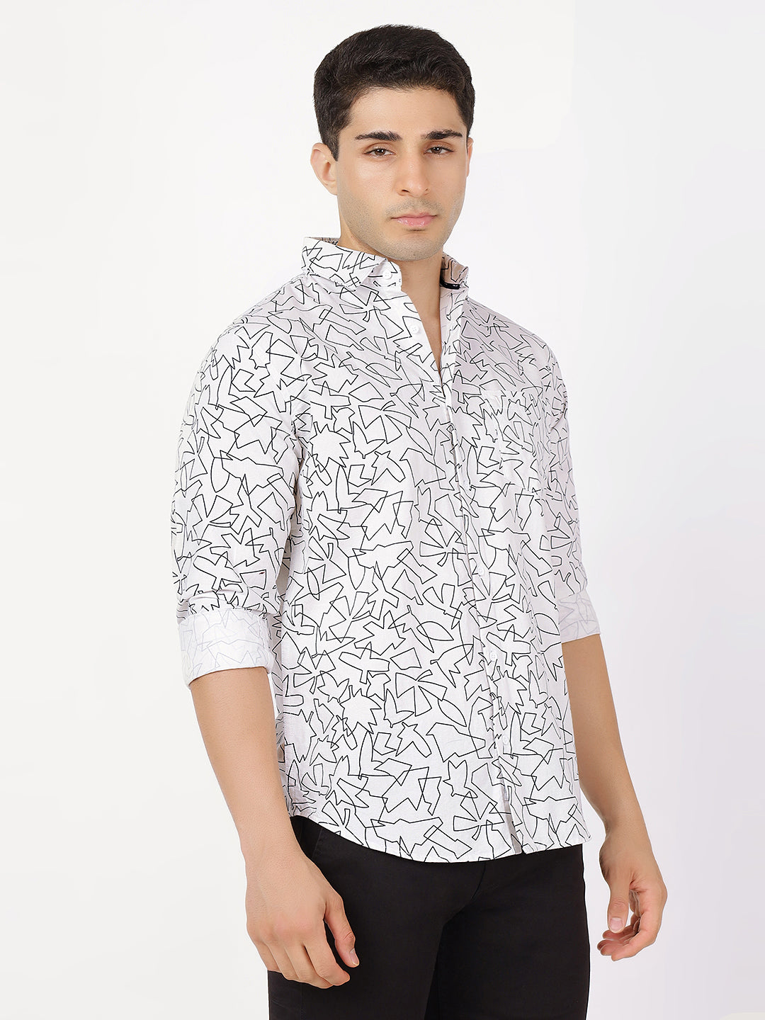 Print Long Sleeves Black & White Print