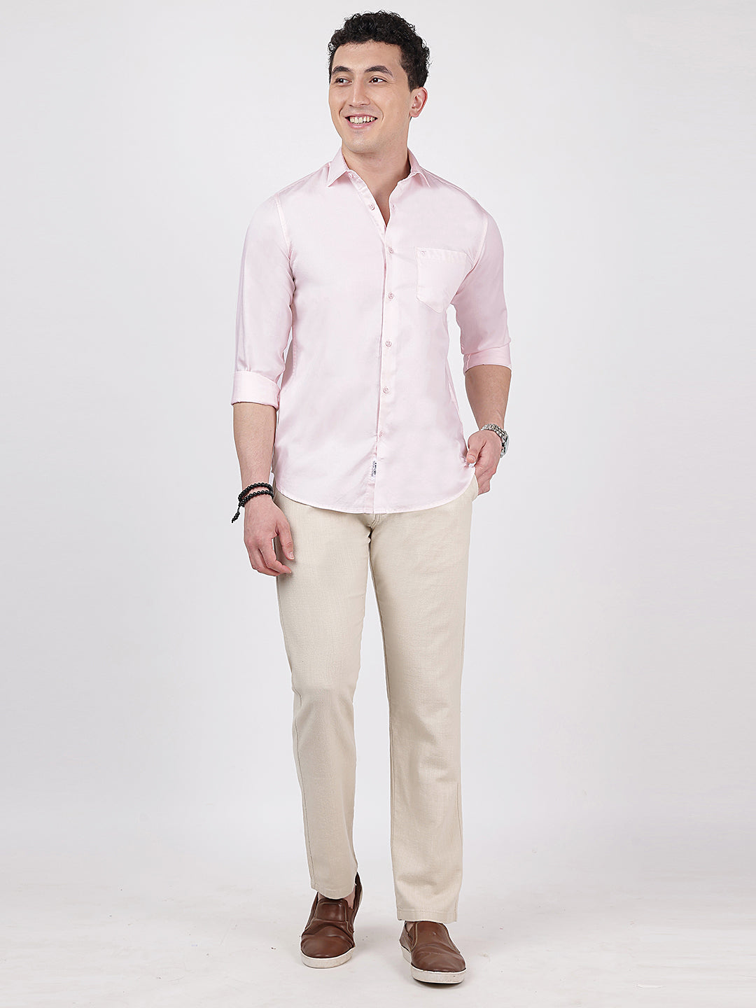 Solid Full Sleeves Soft Pink Plain