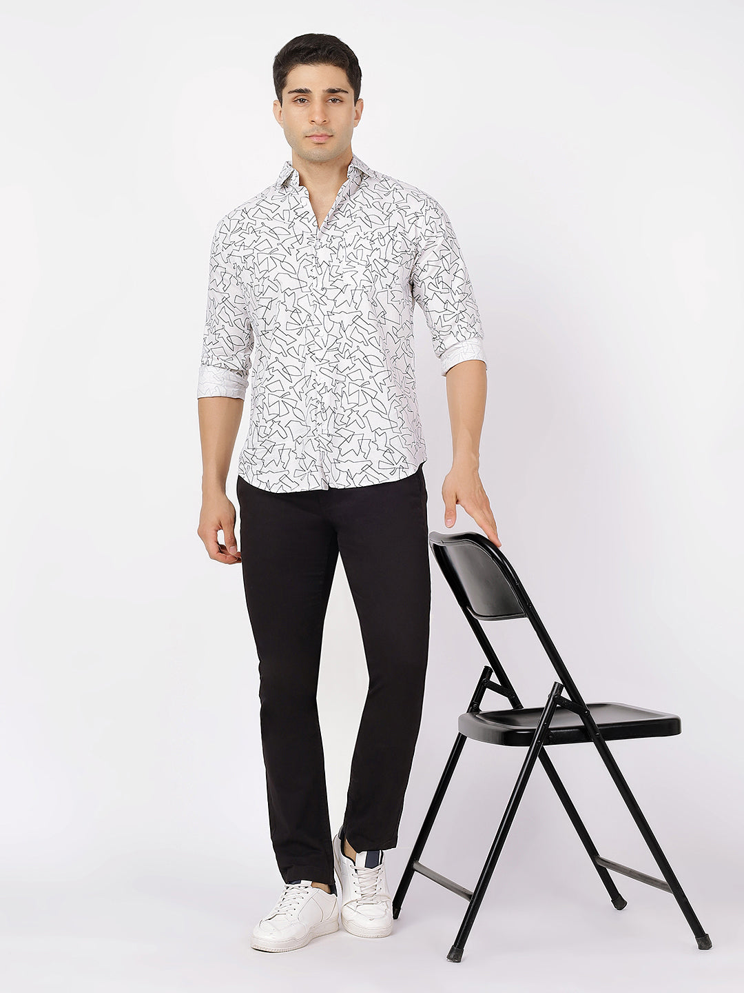 Print Long Sleeves Black & White Print