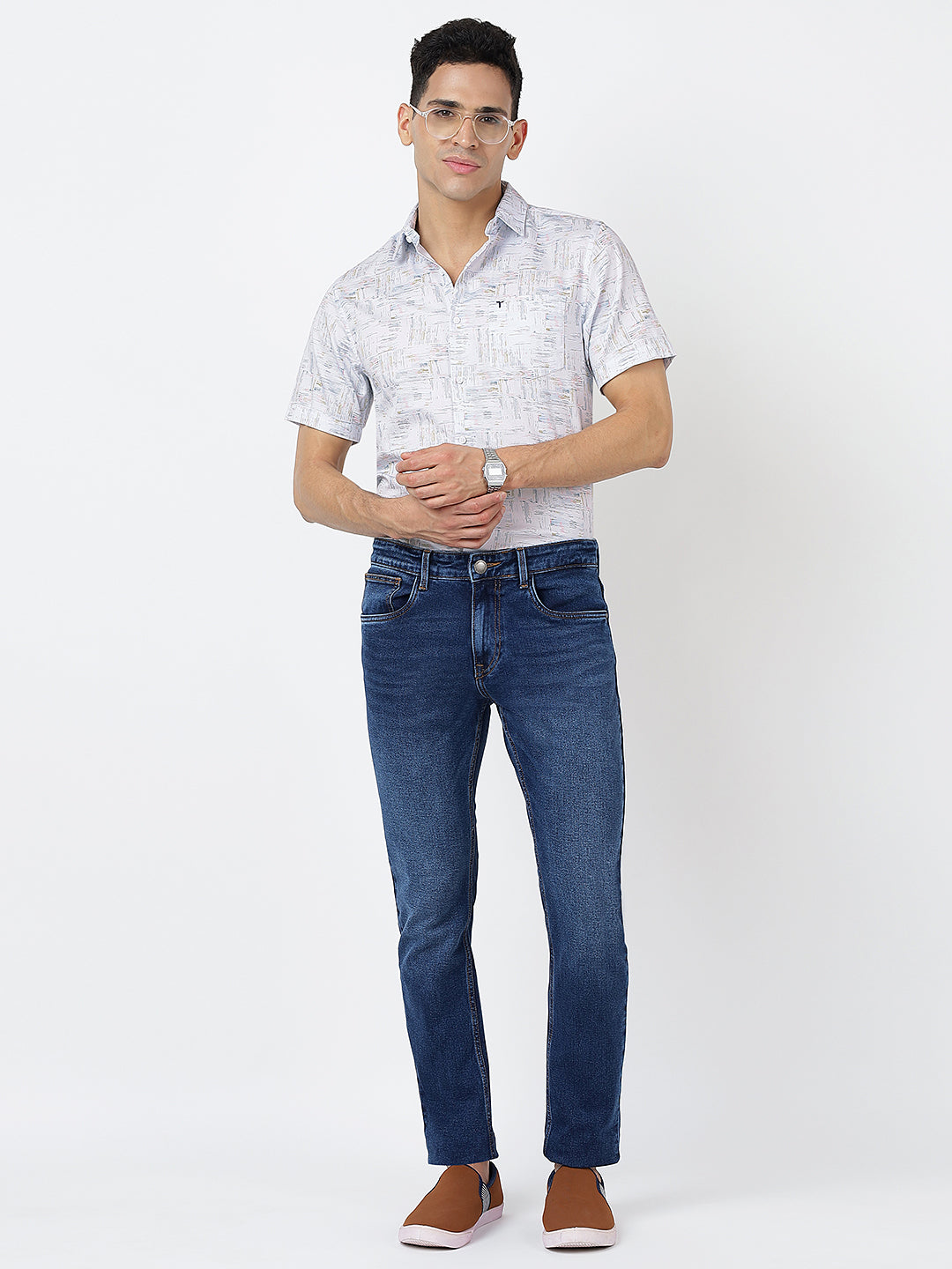 Printed Short Sleeves Line Prints (100% Cotton)