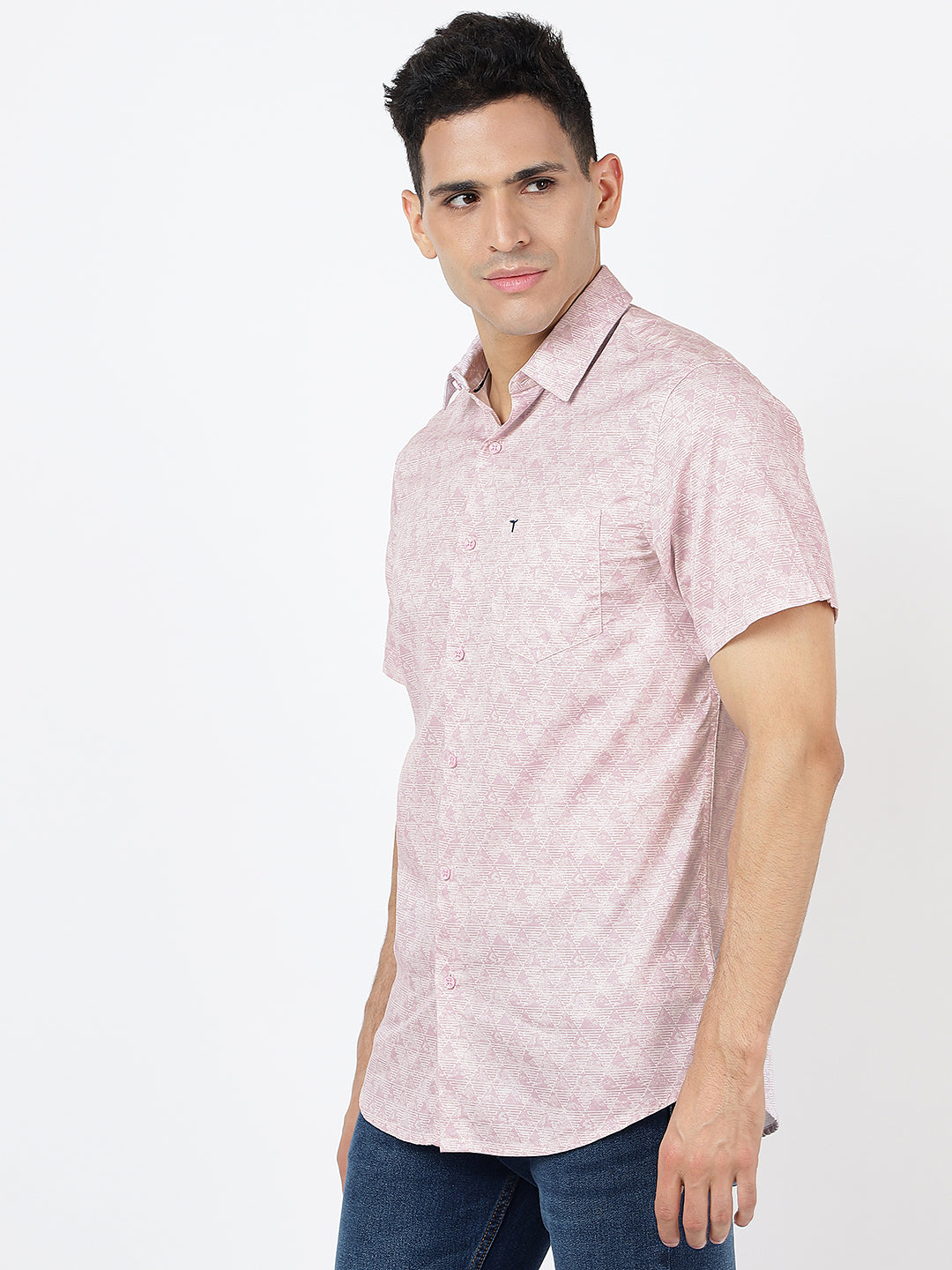 Printed Short Sleeves Triangular Prints (100% Cotton)