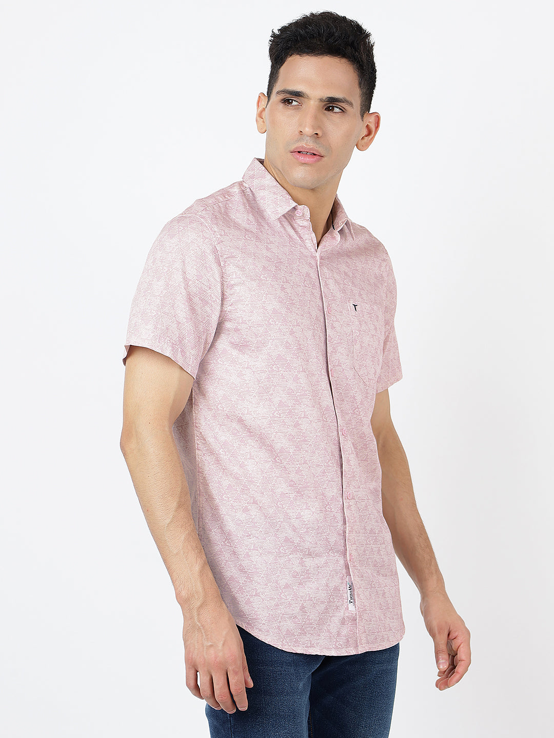Printed Short Sleeves Triangular Prints (100% Cotton)