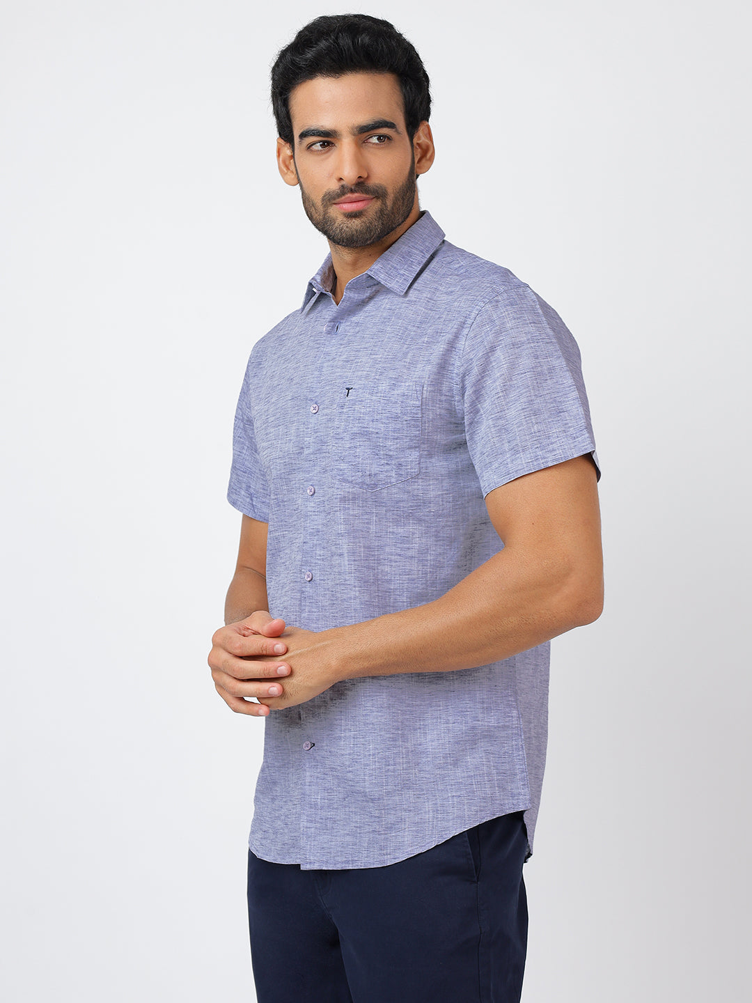 Solid Short Sleeves Blue (100% Cotton)