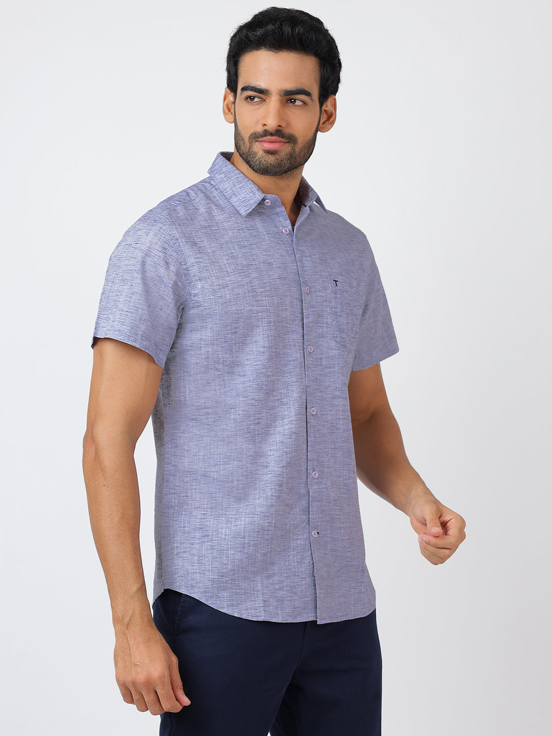 Solid Short Sleeves Blue (100% Cotton)