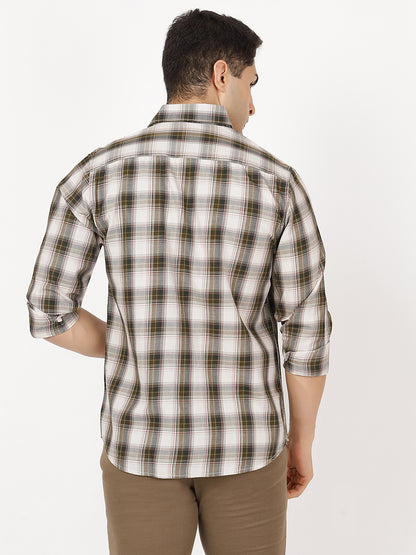Check Long Sleeves Green, Brown & White Check (100% Cotton)
