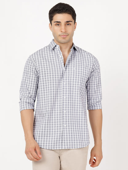 Check Long Sleeves Grey & White Small Check (100% Cotton)