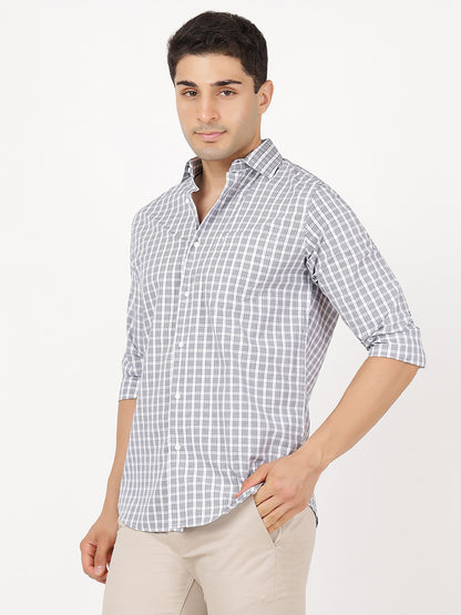 Check Long Sleeves Grey & White Small Check (100% Cotton)