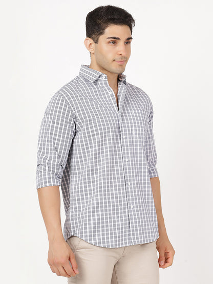 Check Long Sleeves Grey & White Small Check (100% Cotton)