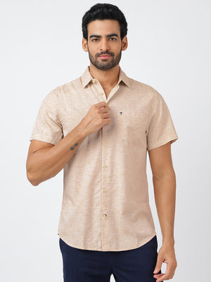Solid Short Sleeves Beige (100% Cotton)