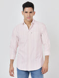 Striped Long Sleeves Classic Peach Beige And White (100% Cotton)