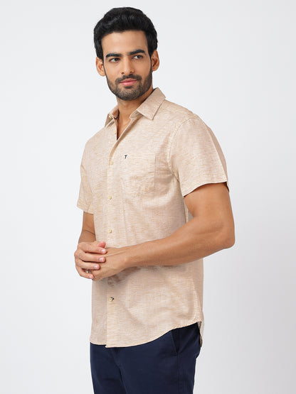 Solid Short Sleeves Beige (100% Cotton)