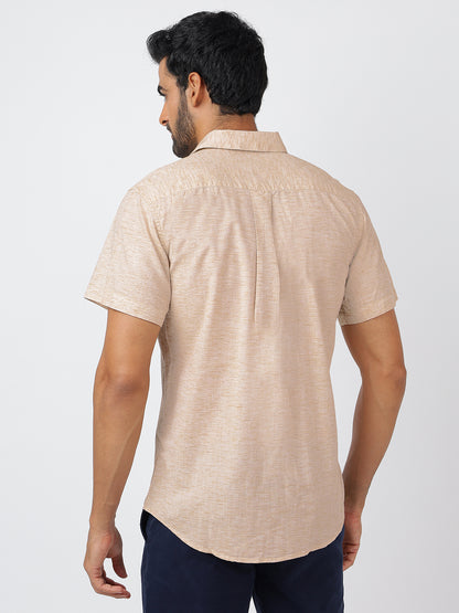 Solid Short Sleeves Beige (100% Cotton)