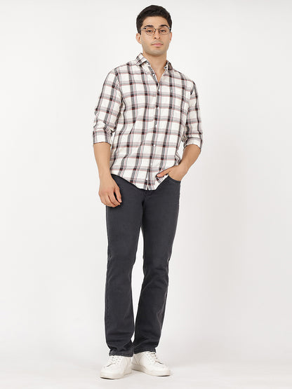Check Long Sleeves White, Black & Maroon Big Check (100% Cotton)
