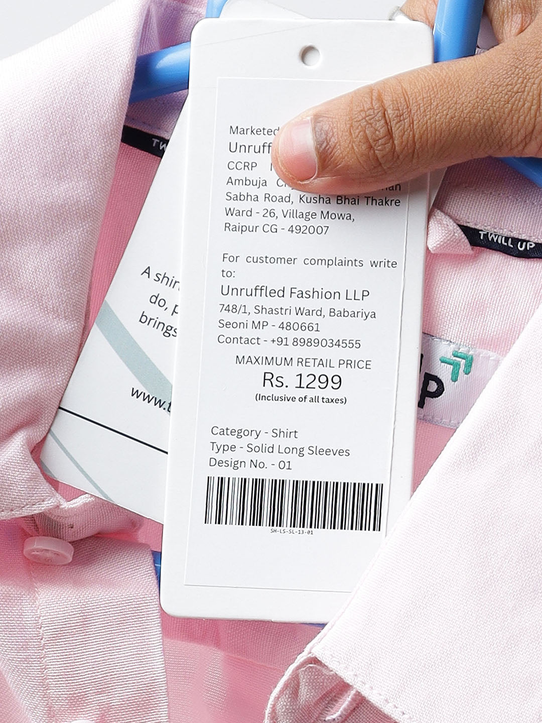 Solid Long Sleeves Pink Satin (100% Cotton)