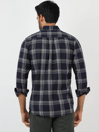 Check Long Sleeves Navy & White (100% Cotton)