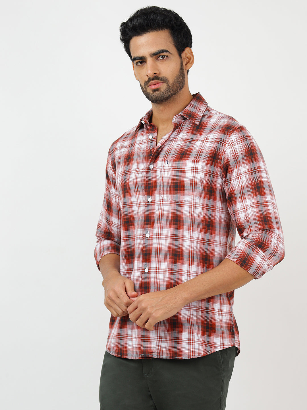 Check Long Sleeves Red & White  (100% Cotton)