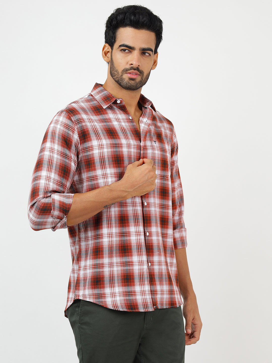 Check Long Sleeves Red & White  (100% Cotton)