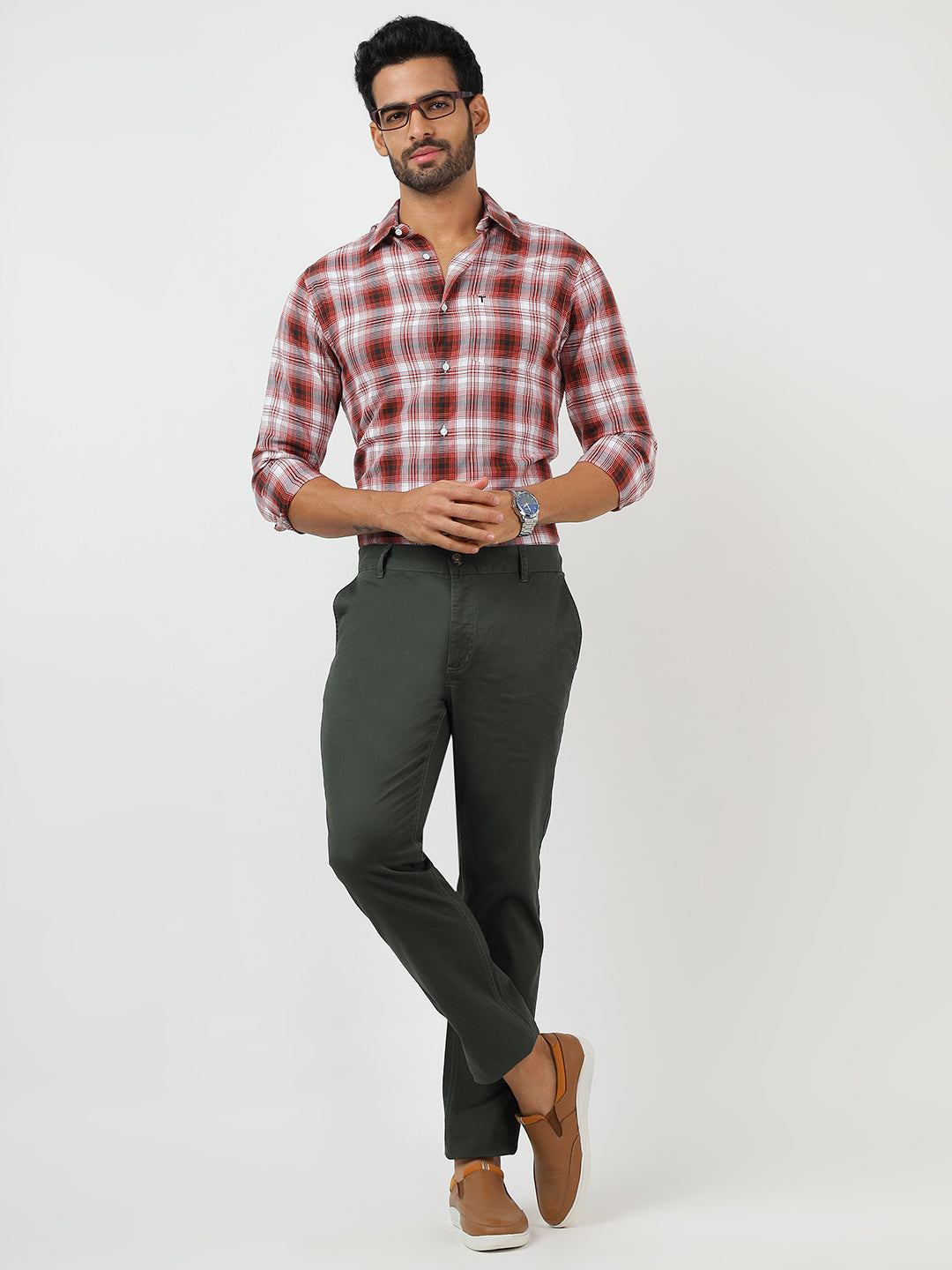 Check Long Sleeves Red & White  (100% Cotton)