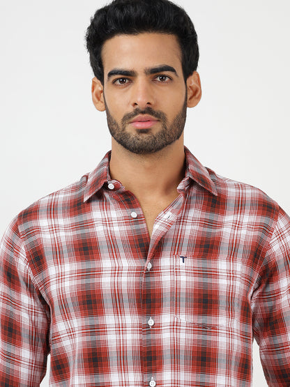 Check Long Sleeves Red & White  (100% Cotton)