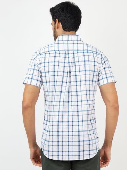 Check Short Sleeves White & Blue  (100% Cotton)