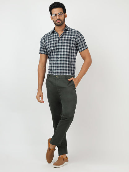 Check Short Sleeves Navy & White  (100% Cotton)